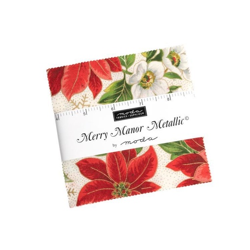 [32266] Merry Manor Metallic Charm Pack 33660PPM Moda Precuts#1
