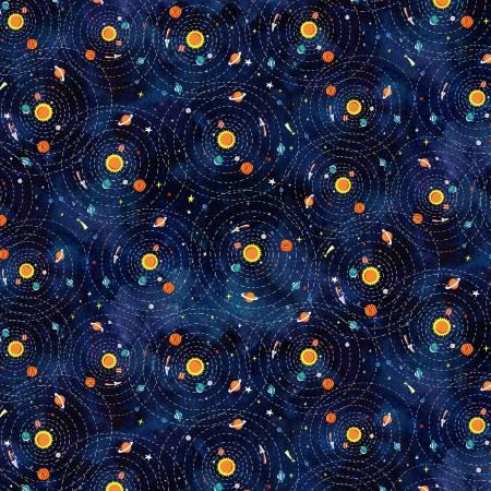 [29822] Navy Tossed Solar Systems Digitally Printed (29822)
