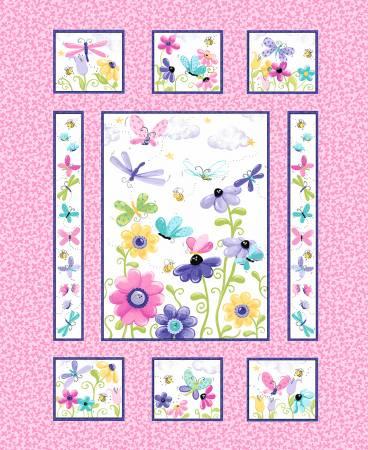 [27938] Pink Flutter the Butterfly Quilt 36in Panel #113