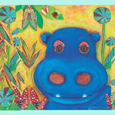 [34253] Serious Whimsey - Blue Hippo Block 21"x18" (34253)#11
