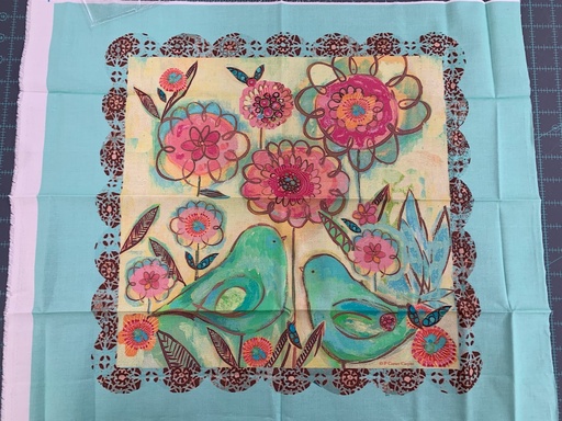 [34266] Serious Whimsey - Green Love Birds Block 21"x18" (34266)#5