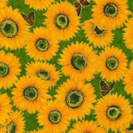 [30653] Sunflowers Green w/Metallic (30653)