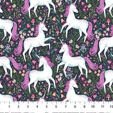 [32791] Unicorn Dreams 26841-98 Charcoal Large Unicorns (32791)