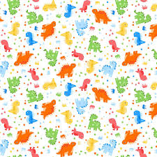 [34288] White Dinosaurs Flannel (34288)