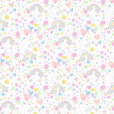 [34293] White Hearts & Rainbows Flannel (34293)