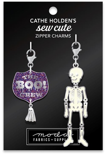 [35246] Skeleton Boo Badge Zip Pull 2ct CH179 Moda #1 (35246)