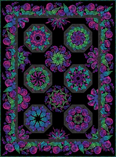 [35270] Vivid Kaleidoscope Quilt Kit - purple & blue 64" x 86.5" (35270)