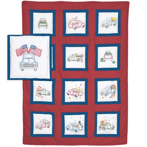 [35300] Trucks for all Seasons Theme Quilt Blocks 9x9 (35300)