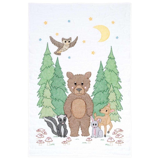 [35302] Jack Dempsey Woodland Bear Crib Quilt Top #4060-768 40"x60" (35302)