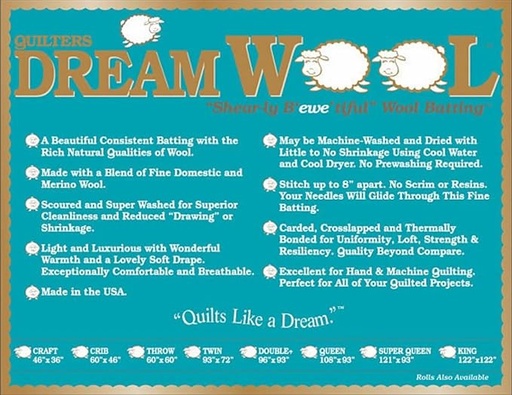 [36333] Bag Twin Quilters Dream Wool Batting 72" x 93" (36333)