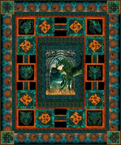[36354] Dragons-Emerald Reign Quilt Kit 89.5 x 107.5 (36354)