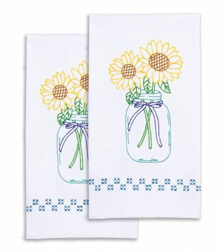 [36623] Sunflowers Hand Towels - 17in x 28in - 320-716 - Jack Dempsey (36623)