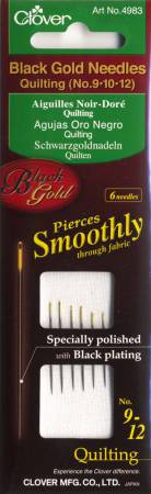 [36682] Clover Black Gold Quilting Needle Sizes 9, 10, 12 6ct