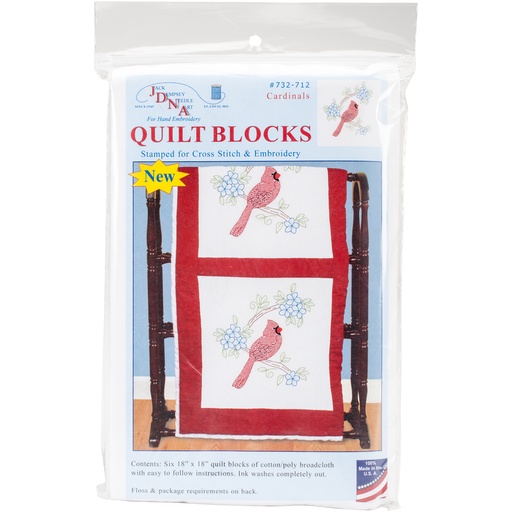 [36953] Jack Dempsey Cardinals Quilt Blocks 18x18 #732-712 (36953)