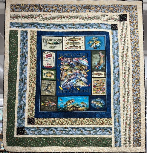 [37011] Frame Around Quilt kit (The Lure of Fishing line) 65 x 72 (37011)