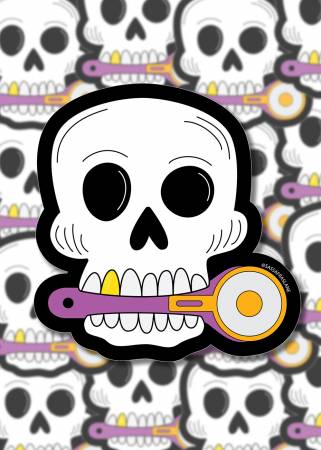 [37053] Skull with Rotary Cutter Sticker (37053)