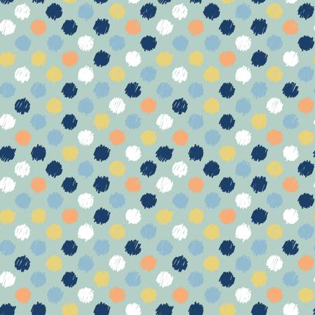 [37153] Love You to the Moon Flannel Dots Powder Mint/Blues F18274 (37153)
