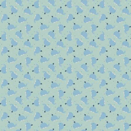 [37162] Love You to the Moon Flannel Whales Powder Mint/Blue F18273 (37162)