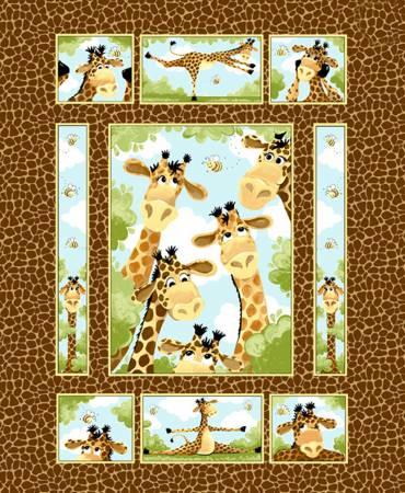[27949] Brown Zoe the Giraffe Quilt Panel 36in