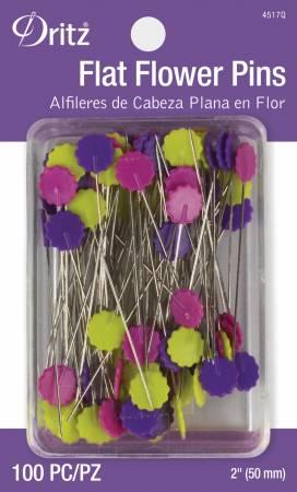 [32118] Flat Flower Pins Assorted 2in 100ct (32118)