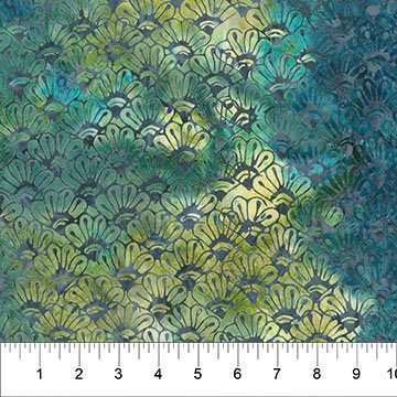 [34071] Garden Spirit - Batik Floral Fan Denim (34071)