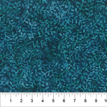 [34070] Garden Spirit - Batik Leafy Vine Dark Teal (34070)